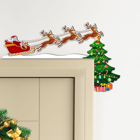 Panneau D'Angle En Bois - Décoration De Porte De Noël - Pour Cheminée Miroir Armoire Chaise Tiroir - 1 Pièce (1/5)