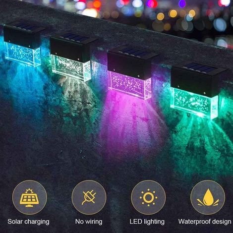 6 Pcs Solaire Pont Lumières Imperméable Extérieur Solaire Marche Lumières LED Solaire Lampe Clture Poste Lumières pour Extérieur Allées,Cour,Chemin,Escalier - As Image Show,6 pcs (1/4)