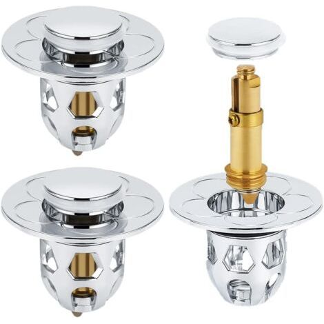 BUNTHAUS Pop-Up-Abfluss für Waschbecken, 2 Stück, universeller Pop-Up-Abfluss für Waschbecken mit Anti-Verstopfungsfilter, Anti-Geruchs-Haarfilter, für 34 bis 40 mm Löcher (1/5)