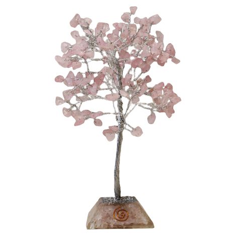 Arbre à pierres précieuses avec base en organite - 160 pierres - Quartz rose- Vendu par 1
