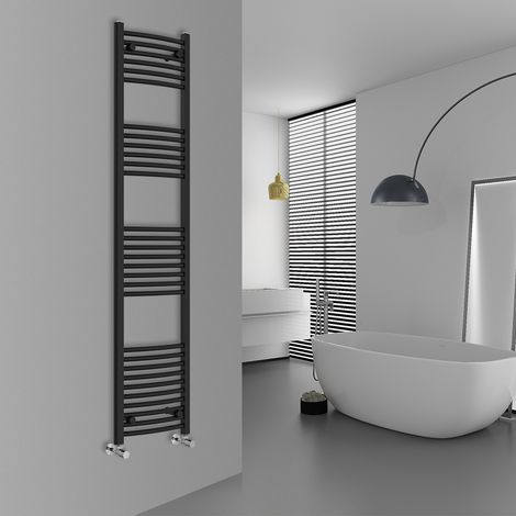 WarmeHaus Curved Black Bathroom Ladder Radiator 1800x400mm (1/5)