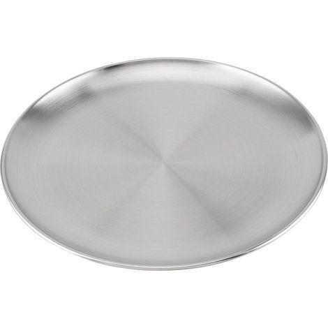 Assiette à pizza - Pierre à pizza - Plaque de cuisson ronde en acier inoxydable Assiette de service - 3 pièces - Pour pizzas et plats grillés Noir (1/5)