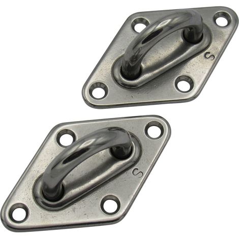 x2 8MM Stainless Steel Diamond Eyeplate - Marine Attachment Deck Eye Plate (1/5)