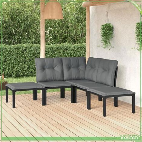 Salon de jardin 5 pcs - FAFEICY - 3187757 - Résine tressée noir - Cadre acier thermolaqué - Modulable avec repose-pieds (1/5)