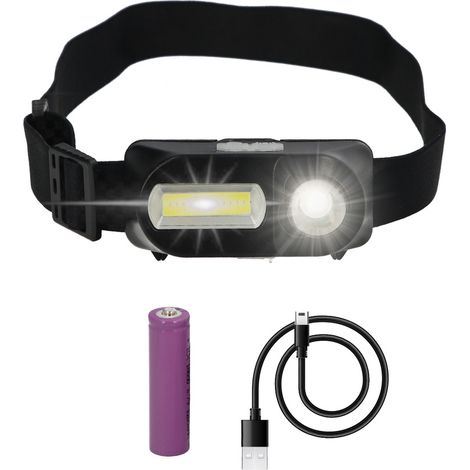Linterna Led Frontal Cabeza Ajustable 350 Lumenes 4 Modos, Cinta Ajustable, 3 modos de luz. Fuerte, media y flash. 1200Mah (1/5)