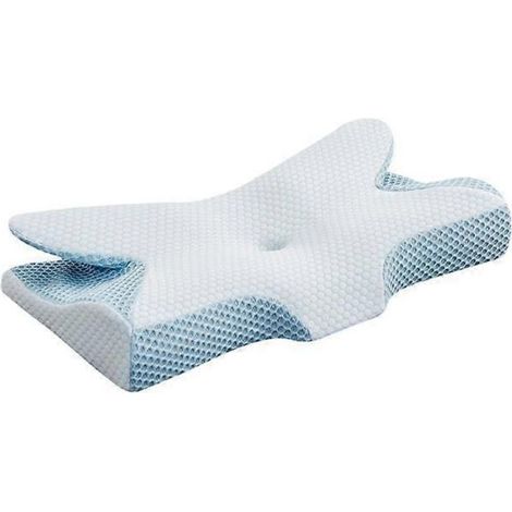 Oreiller cervical en mousse à mémoire de forme, soulage les douleurs au cou et aux épaules, bleu