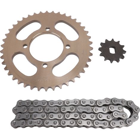Kit chaîne et pignon 428 (60 maillons) : chaîne 12x17 mm, pignon avant 12 dents et pignon arrière 76 mm 42 dents, remplacement pour moto (1/5)