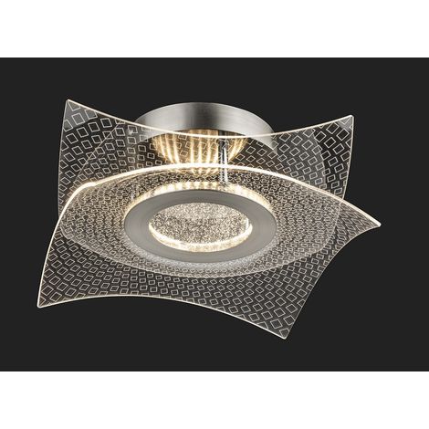 Firstlight Trinity Plafonnier encastré Trinity en acier brossé avec diffuseur décoratif en acrylique transparent, 17,5 pouces, LED 1560 lm, 3000 K
