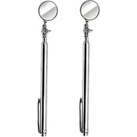 Miroir d'inspection de poche télescopique circulairediamètre 30 mmlongueur du manche extensible de 11,4 cm à 45,7 cm (lot de 2)argent (1/5)