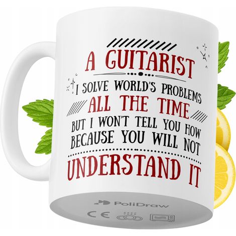 Lustige Kaffee- oder Teetasse für Gitarristen mit witzigem Textdesign – ideal für Geburtstage, Namenstage, Feiertage und besondere Anlässe. Hochwertige Tasse für Zuhause, Büro und Arbeit. Farbe: Weiß, (1/5)