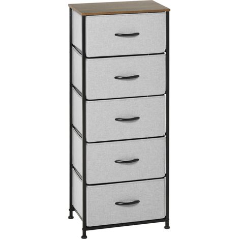 Cassettiera 5 cassetti portaoggetti camera da letto soggiorno 45 x 30 x 116 cm salva-spazio facile da montare stile classico in MDF grigio 210005842