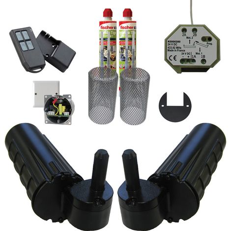 Slid'Up By Mantion – Pack motorisation encastrée pour volets 2 battants – Gond Ø 14 mm – Charge max 50 kg – Alimentation à encastrer – Commande radio