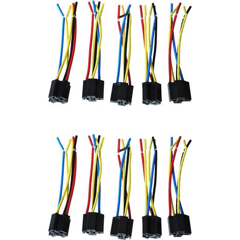 Compatible avec 10 connecteurs de relais à 5 broches pour faisceau de câbles pour une utilisation automobile en courant continu 12 V. (1/3)