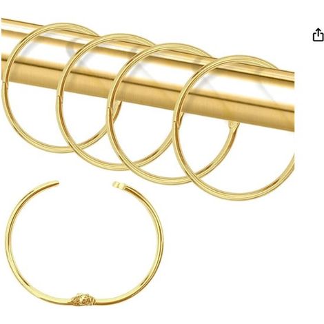 40 Clip-On-Duschvorhangringe, rostfreie Metall-Scharnierhaken, werkzeuglos, silberfarben. (1/5)