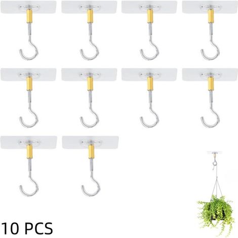 Paquete de 10 ganchos autoadhesivos transparentes y resistentes de 60x60x50 mm (1/5)
