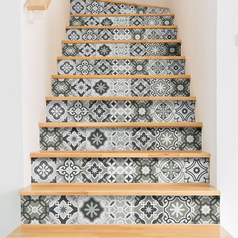 Stickers adhésifs escalier carrelages contremarche - CHOPITA - 2 bandes de 15x105cm (1/3)