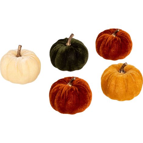 Déco de Noël Lot de 5 Citrouilles en velours - Feeric Christmas (1/5)