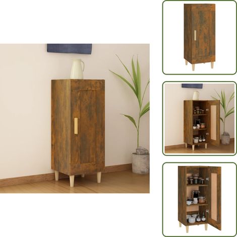 Credenza con ante - vidaXL Credenza Rovere Fumo 34,5x34x90 cm in Legno Multistrato - Credenza con scomparti