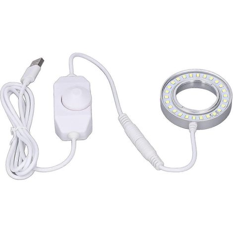Mikroskop-Beleuchtungslampe mit Spiralschnalle, einstellbarer Helligkeit, LED-Ringlicht mit Regler