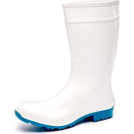 Ladeheid Bottes de Pluie Femme en Caoutchouc PVC avec Semelle Extérieure Antidérapante 100% Imperméable Chaussures pour Femmes résistantes à l'eau LA-967 (Blanc/Bleu, 41 EU) (1/5)