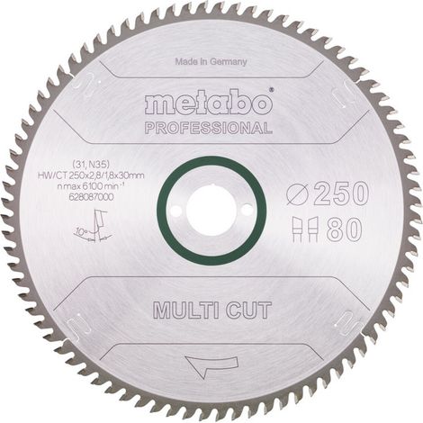 Metabo Sägeblatt "multi cut - professional", 250x2,8/1,8x30, Z80 WZ, 10°