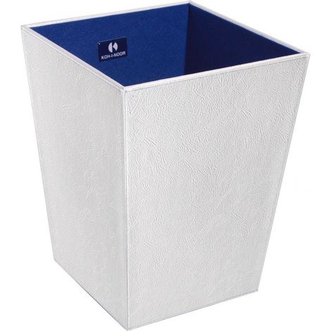 Poubelle salle de bain Ecopelle en cuir synthéthique 23x23xh30cm - couleur perle blanche
