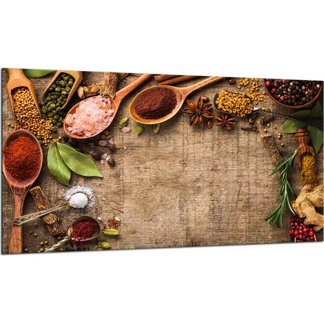 PLAQUE DE PROTECTION EN VERRE POUR CUISINIÈRE 90x52 ÉPICES (1/5)