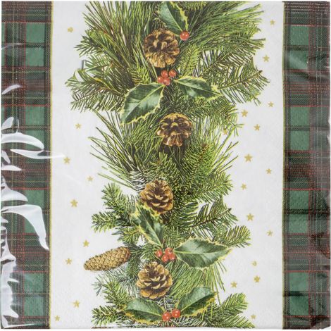 Dekorative Servietten für den Weihnachtstisch mit Tannenbaum-Motiv (1/2)