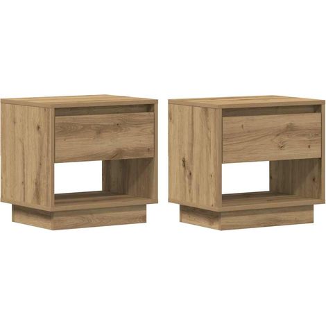 Maison Exclusive - Mesita de Noche con cajón 2 pcs Roble artesana