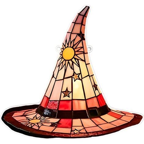 Chapeau de sorcière d'Halloween, attrape-soleil en verre-5 20CM