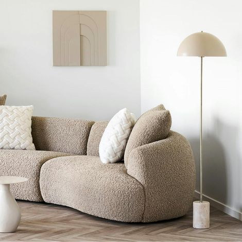 Lampadaire salon design marbre beige et métal doré KARS