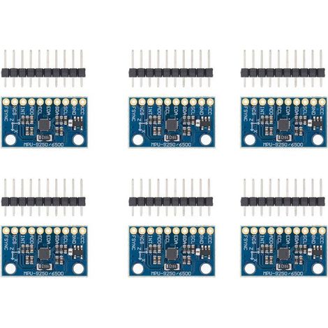 Adecuado para 6 módulos de sensores de 9 ejes MPU-9250 GY-9250, con interfaz de comunicación I2C/SPI, giroscopio de 3 ejes + acelerómetro de 3 ejes.