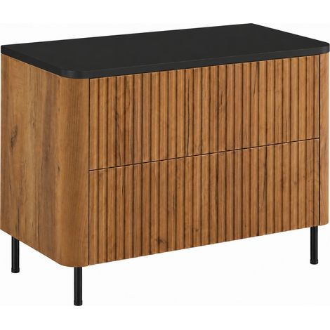 Mobile bagno Linea 80 cm, rovere craft, piano nero, gambe nere (1/5)