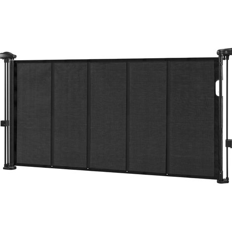 Barrière de sécurité extensible bébé, hauteur 87 cm, largeur jusqu'à 140 cm, maille noire, installation facile, intérieur escaliers, portes, couloirs, salle de jeux. (1/5)