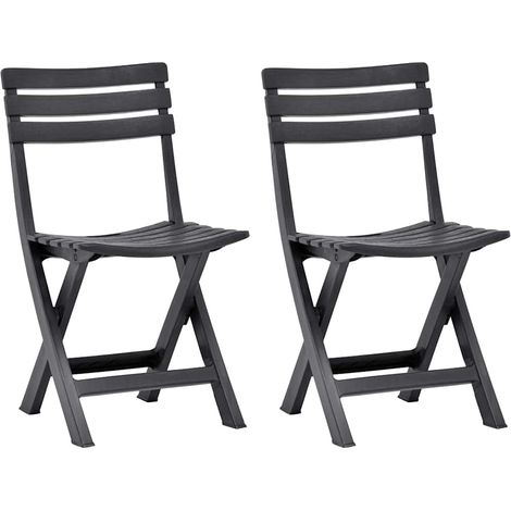 Chaises de jardin pliables-Chaise de terrasse-Chaise d'extérieur lot de 2 Plastique Anthracite (1/5)