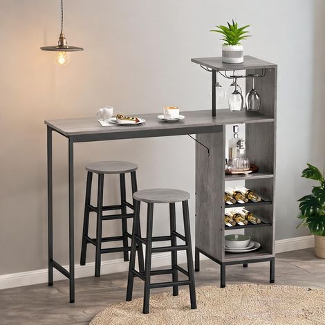 Ensemble table de bar et tabourets 121,5 x 40 x 122 cm (1/5)