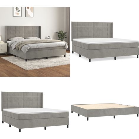 Boxspringbett mit Matratze Hellgrau 180x200 cm Samt - Samtbett - Boxspringbett - Doppelbett - Schlafzimmermöbel - Luxusbett - Home & Living (1/5)