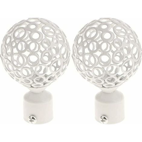 2pcs Embout Tringle à Rideaux 28mm Blanc, Paire Embout De Tringle à Rideau Draperie Rail PôLe TêTe Pour DéCoration Tringle à Rideau (1/4)
