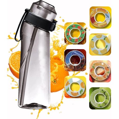Accessoires boisson Bouteille Air Up - 650 ml - Gourde avec goût - Kit de démarrage avec 7 capsules d'air - Gobelet anti-fuite pour la gym, la course, l'extérieur - Noir