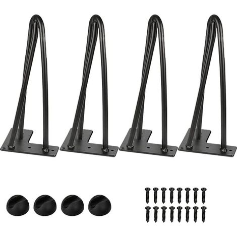 Lot de 4 épingles à cheveux - 15 cm - Avec tige triple - Protection de sol et vis offertes - Hauteur : 15 cm (1/5)