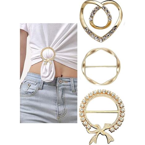 Lot de 3 pinces à t-shirt et anneaux à foulard en métal pour femmes, grande taille (4,8 cm). Pinces à t-shirt et anneaux à foulard élégants pour filles et femmes. (1/5)