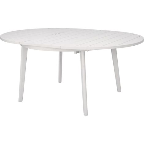 Tavolo da giardino rotondo in alluminio bianco, allungabile da 120 a 170 (1/5)