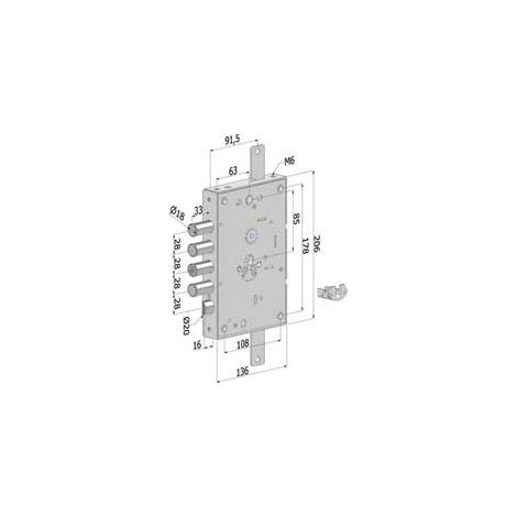 SERRATURA TRIPLICE P/PORTE BLINDATE CILINDRO EUROPEO REVERS.INT.28 265  (2651SCR0328CXX)    SECUREMME