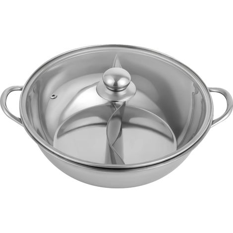 Olla china para fondue, doble compartimento, acero inoxidable duradero, 28 cm (1/2)