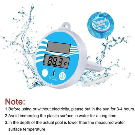 Kabelloses digitales Poolthermometer, solarbetrieben, ABS-Gehäuse, LCD-Display, 433 MHz, 100 m Reichweite, Temperaturalarm (1/5)