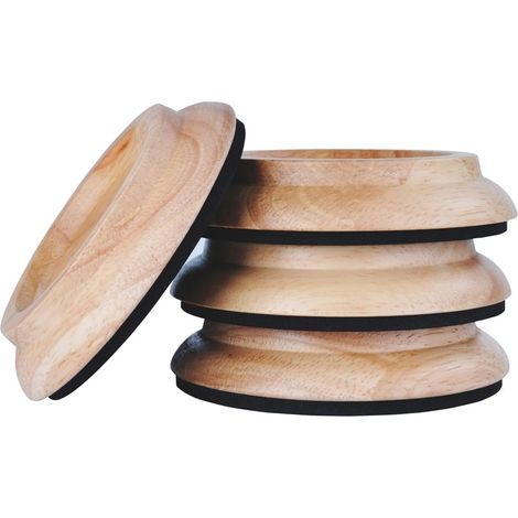 Patins pour piano droit - Lot de 4 - Bois massif naturel - Mousse EVA antidérapante - Protection sol et isolation bruit - Diamètre 10,2 cm (1/5)