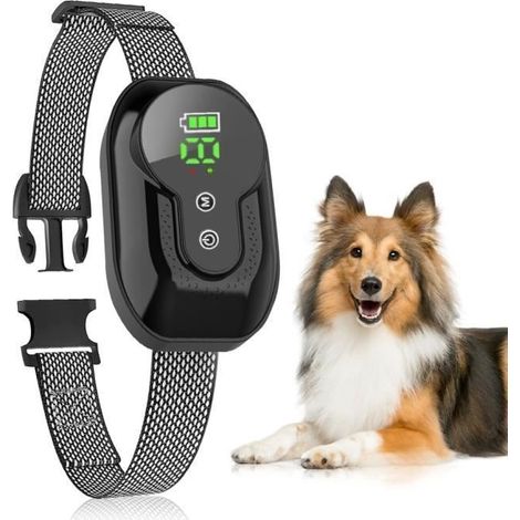 Collier Anti Aboiement Chien Rechargeable, Résistance à L’Eau IP67 , 3 Modes Choc Électrique-Vibration-Son Aide au Dressage (1/4)