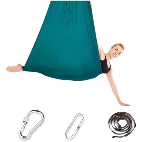 Ensemble hamac de yoga aérien iPalamila, balançoire de yoga aérien, hamac nid, hamac de yoga, capacité de charge maximale de 200 kg avec fixations, exercices anti-gravité (vert, 150 x
