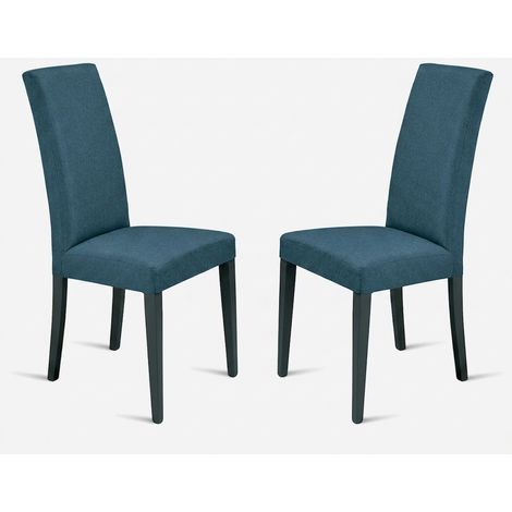 Set 2 sedie da pranzo in ecopelle e legno Denver - Blu