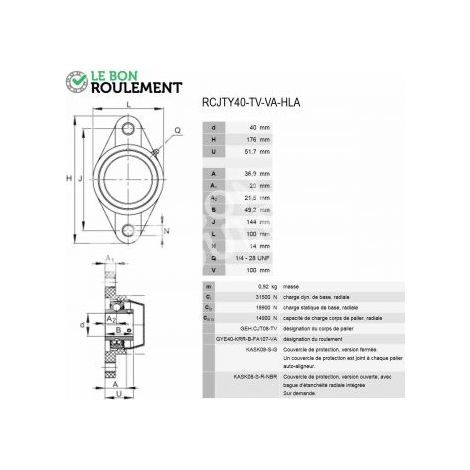 Palier plastique RCJTY40-TV-VA-HLA-INA
